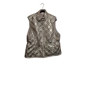 Time and Tru Reversible Quilted Puffer Vest Size 1X Metallic Silver